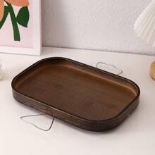 1pc Bamboo Sofa Armrest Tray, Rectangular Shape, Sofa Side Table That Can Be Fixed On The Sofa Armrest - Brown - View 4
