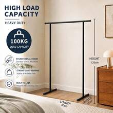 Metall Kleiderständer Schwarz Tiefe 35cm, freistehende Kleiderstange Wäscheständer, Multifunktionaler Kleiderbügel Kleiderschrank Organizer, platzsparendes Möbel für Schlafzimmer Garderobe Balkon Haushaltsaufbewahrung - 120*80*35 cm - Übersicht 8