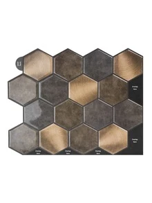 WalDecoo 1/5/10/20 Sheets,11.4"X9", Peel And Stick Hexagon Backsplash Tile, Retro Bronze Mixed Metal Texture, Glossy Heat & Moisture Resistant Low VOC Self Adhesive Wall Tile, Renter Friendly For Kitchen Bathroom - Bronze Hexagonal - View 11