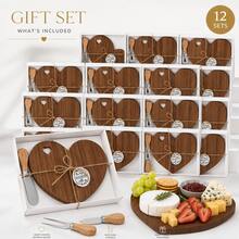 12 Sets Heart Shaped Acacia Wood Cheese Board With Knives, Mini Charcuterie Board Gift Box, Charcuterie Supplies Wooden Tray Bridal Shower Favors, Ideal For Wedding, Birthday, Valentine's Day & Christmas, Perfect Thank You Gifts For Guests. - View 9