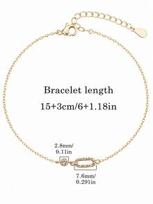 GLIMMER GI 1 pièce Bracelet en argent sterling S925 hypoallergénique, bracelet minimaliste géométrique avec anneau rond incrusté de zircone cubique synthétique unique, style européen et américain polyvalent mode quotidien nouveau, cadeau pour la Saint-Valentin, l'anniversaire, la fête des mères pour les femmes, port quotidien/cadeau/vacances - Argent - Voir 5