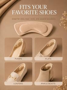 8pcs/Set Thickened Self-Adhesive Heel Pads, Anti-Slip Shock-Absorbing Foam Insoles, Suitable For High Heels, Boots, Dress Shoes, Soft And Comfortable, Suitable For Long-Term Walking And Standing, Prevents Slipping And Blisters - Multicolor - View 2