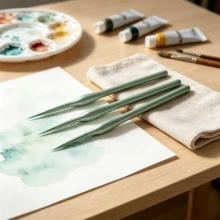 11支高品质细毛画笔，三角柄，适用于丙烯、油画、水彩和数码绘画、模型制作、美甲、手工制作。（使用前请先浸泡在水中或直接浸泡在水彩颜料中。） - 彩色 - 查看 12