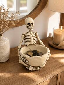 Gothic Skeleton Trinket Bowl, Skull Jewelry Holder, Key Tray, Coin Dish, Earbud Storage Organizer, Dark Academia Room Decor For Home Office - Multicolor - View 2