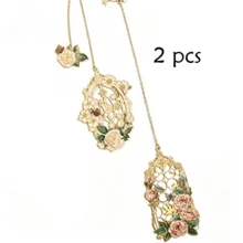 Marcapáginas metálicos surtidos - Elegantes marcapáginas florales calados para lectura - Estilo 1 - Ver 18