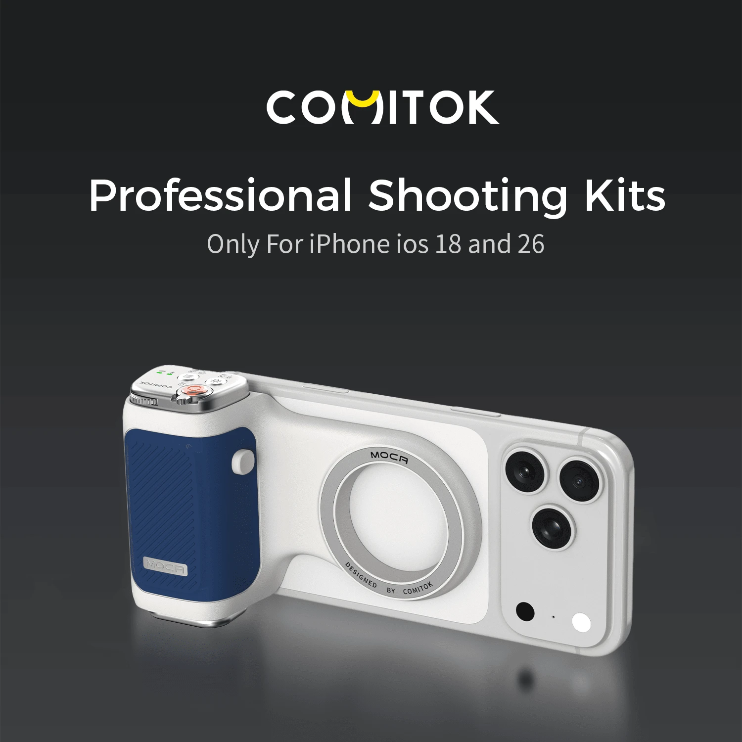 COMITOK MOCA MagSafe Phone Camera Handle For IPhone 17, Detachable Multifunctional Remote Control, Wireless Camera Control, Ergonomic Design Stand, Adjustable Zoom/Exposure, Lightweight Keychain Design, Suitable For Travel Vlog And Live Streaming - View 1