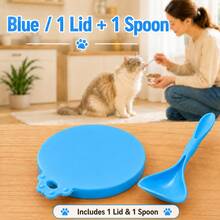 Couvercle de boîte de nourriture pour animaux de compagnie, ensemble de cuillères optionnel, couvercle en silicone pour boîtes de nourriture humide pour chats et chiens, convient aux boîtes de nourriture pour animaux de compagnie courantes, fournitures de nourrissage et de stockage quotidiens. - 500ml - Voir 8