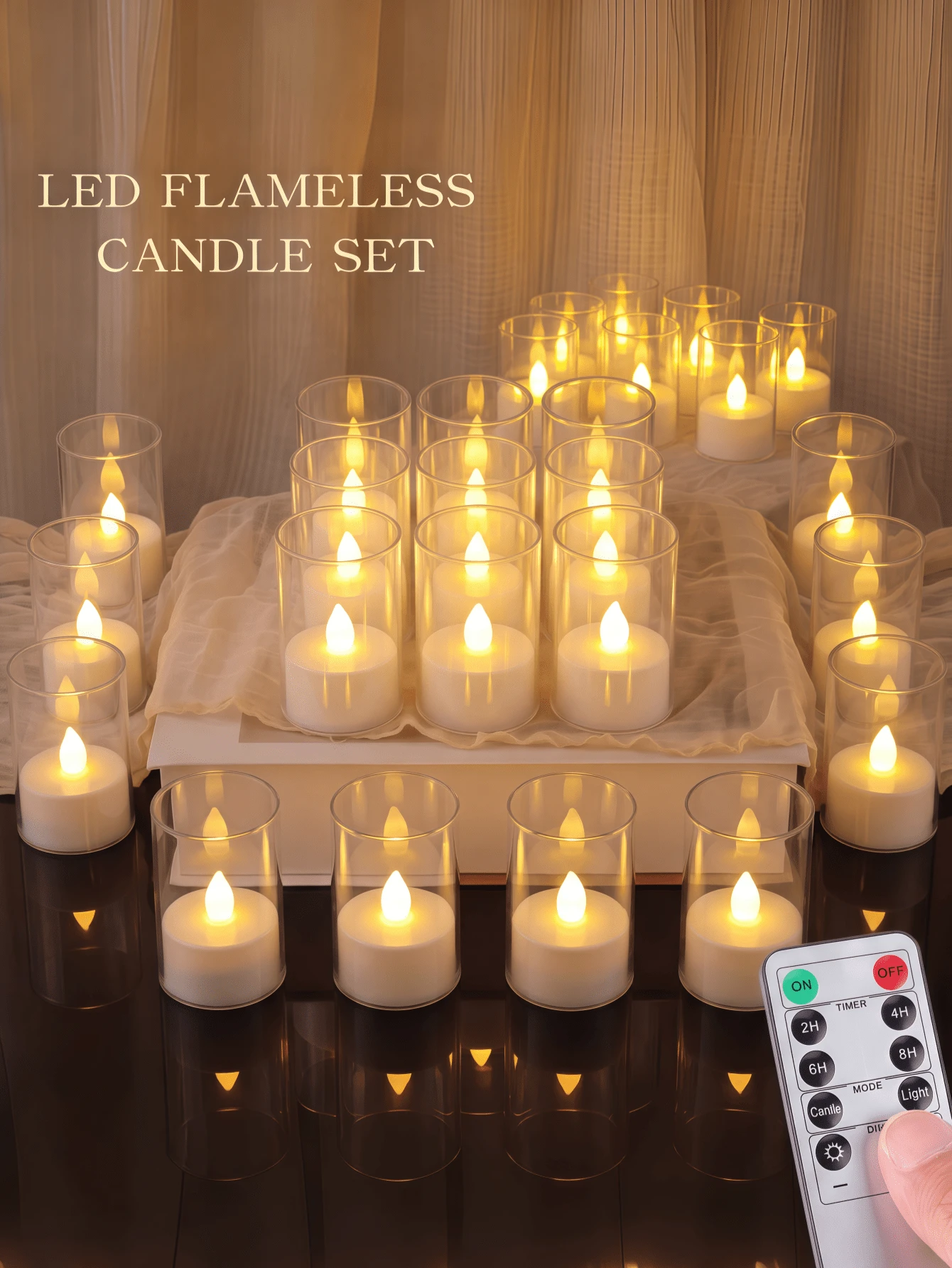 6/12/24pcs Lilin Teh Mini LED Tanpa Api, Lilin Kecil Tanpa Api dengan Timer, Lilin Teh LED, Lilin Teh Elektronik Berkedip, Lilin Bertenaga Baterai dengan Timer Kontrol Jarak Jauh, Cocok untuk Rumah, Hiasan Meja Pernikahan, Natal, Dekorasi Meja Makan