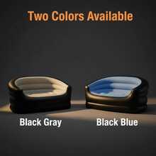 Inflatable Double Sofa, Suitable For Living Room, Reading Area, Bedroom, Lounge And Guest Room, Black Grey/Black Blue - Multicolor - View 2