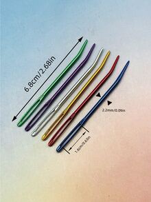 DIY Woven 6-Color Large Eye Aluminum Curved Needles, Set Of 6, Red Yellow Green Silver Purple Multi-Color, Smooth Rust-Proof, Curved Tip Design, Suitable For Sewing Yarn And Making Crochet Dolls, Essential Sewing Accessory For Hand Knitting - Large-eye Aluminum Bent Needle - View 15