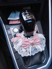 1pc Cute Bowknot Gear Shift Lever Cover, Bowknot Decor Gear Shift Kit, Suitable For Manual/Automatic Cars, Car Interior Decoration Accessories, Car Decoration, Car Supplies, Cute Car Gear Shift Lever Cover - Multicolor - View 2