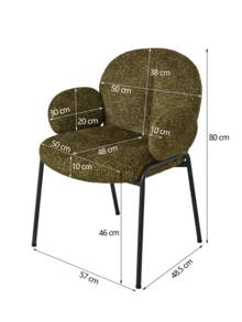 Goeurvant Modern Cloud-Style Wool-Linen Upholstered Dining Chairs With Rounded Arms And Wide-Back Support For Dining Room, Living Room, Office - Set Of 2 / Set Of 4 / Set Of 6-Olive Green/Bouclé - 墨綠色 - 查看 9