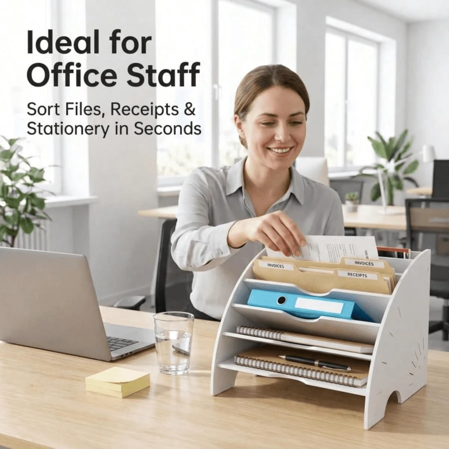1pc TOMYEUS File Holder Creative File Rack Data Classification Rack Office Desk Organizer Multi-Layer Storage Box Large-Capacity Finishing Rack File Organizer - Fan-shaped Shelf - View 1
