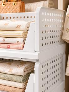 1/2 Layer Stackable Baby Room Storage Box, Front Opening Design, Baby Wardrobe Organizer, Suitable For Clothes, Diapers, Blankets, Towels And Baby Room Essentials - Storage - View 6