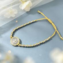 1pc St. Benedict Pendant Adjustable Beaded Bracelet, Women's Hand Jewelry, Suitable For Daily Casual Wear, Vacation And Gift Giving - Multicolor - View 3