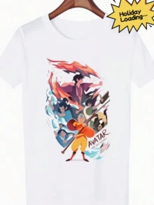 Camiseta Unisex Unisextars de : La Leyenda de Aang para Mujer, Estilo Hip Hop, Ropa Femenina, Camiseta Harajuku - Blanco - Ver 1