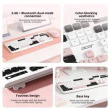 Acer Wireless Bluetooth Keyboard And Mouse Combo, Silent, Office Typing, Wireless Dual-Mode, Quiet Keys, Comfortable Feel, Universal Desktop Computer Keyboard And Mouse Set - View 5