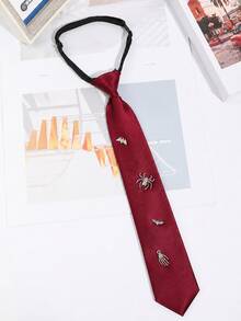 1pc Men's Halloween Spider Skeleton Hand Zipper Tie, Party Costume Accessory - Multicolor - View 9