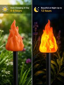 2/4pcs Solar LED Flame Torch Ground Stake Light, Flickering Flame Solar Garden Light, Outdoor Waterproof Landscape Pathway Lamp, Decorative Lawn Yard Patio Light, Camping Party Holiday Garden Decoration, Step Walkway Lighting, IP44 Weather Resistant - Warm Light - View 6