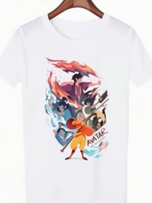 Camiseta Unisex Unisextars de : La Leyenda de Aang para Mujer, Estilo Hip Hop, Ropa Femenina, Camiseta Harajuku - Blanco - Ver 6