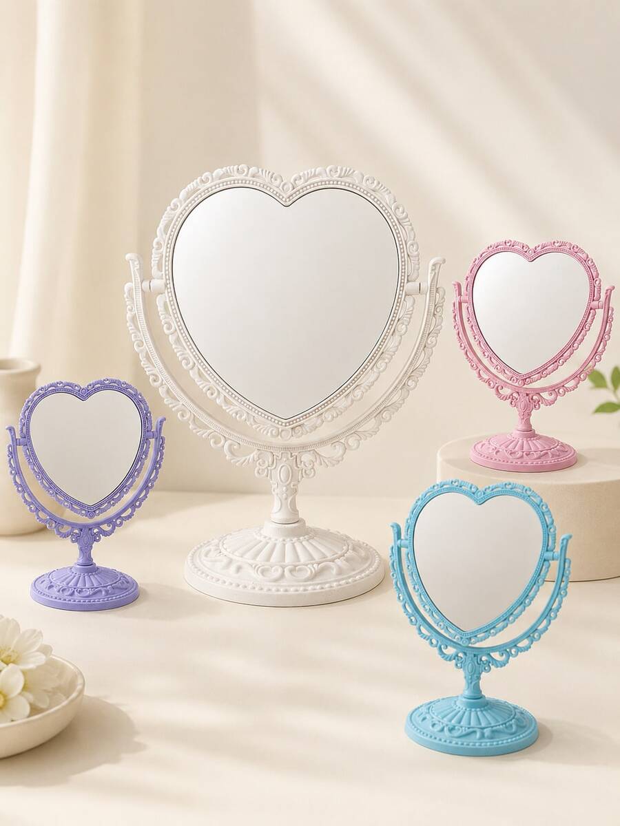 1pc Vintage Double-Sided Makeup Mirror Suitable For Daily Use