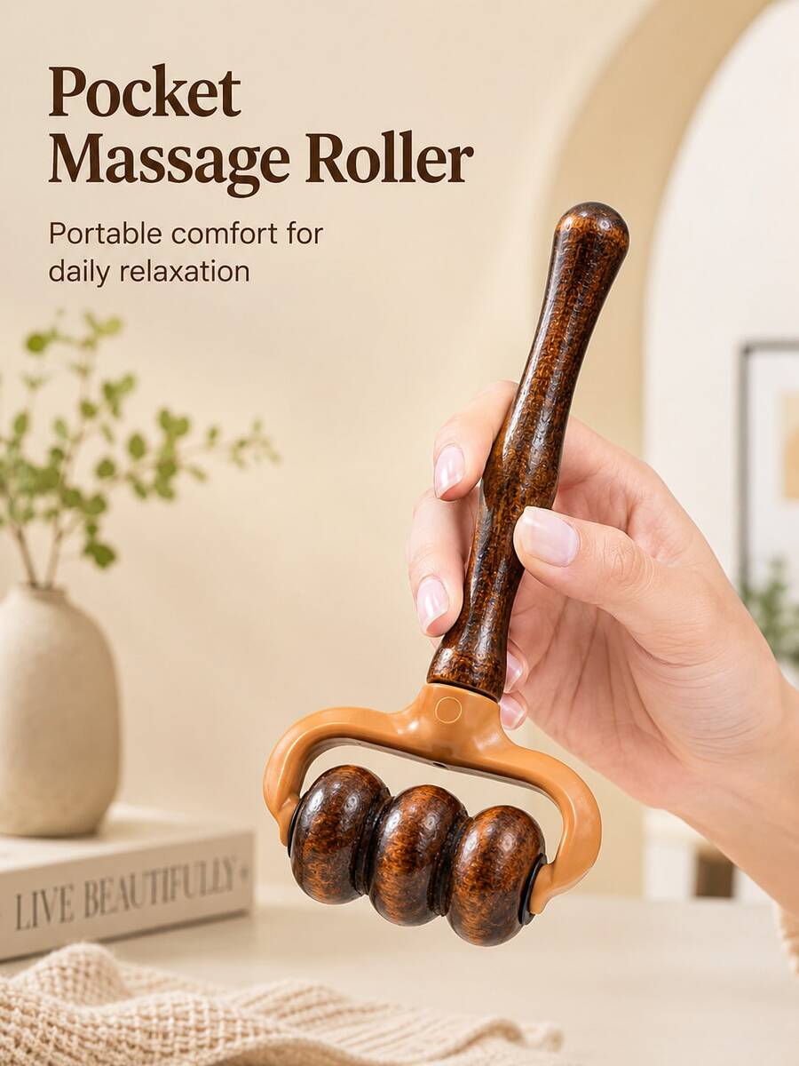 手動按摩滾輪 便攜式手持肌肉按摩器，適用於頸部、背部、肩膀、手臂和頭部，適合居家、辦公室和健身房使用，旨在刺激經絡 - 均碼 - 查看 1