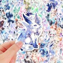60pcs Fantasy Creature Theme Creative Decorative Stickers, Creating A Rich Dreamy Fairy Tale Atmosphere, Featuring Lively Elves And Various Mythical Beasts With Exquisite Patterns, Paired With Delicate And Precise Die-Cut Craftsmanship, Unique And Beautiful Individual Designs. High-Definition Printing With Fine And Clear Imagery, Surface Film Protection For Waterproof, Scratch-Resistant, And Durable Against Daily Wear, Stable Color With Long-Lasting Adhesion And Fade Resistance - Multicolor - View 1