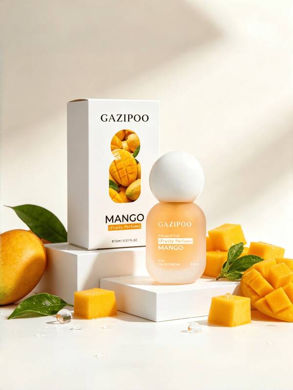 GAZIPOO عطر مانجو فاكهي محمول 0.51 أونصة حجم سفر صغير EDP عطر مانجو حلو طويل الأمد بخاخ جيب للاستخدام اليومي والمواعدة