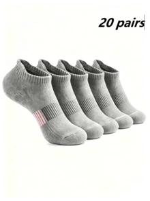 20/10 Pairs Minimalist Unisex Socks, Comfortable Casual All-Season Versatile Couple Short Socks, Available In 1/5/10/20/30 Pairs - Multicolor - View 19