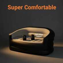 Inflatable Double Sofa, Suitable For Living Room, Reading Area, Bedroom, Lounge And Guest Room, Black Grey/Black Blue - Multicolor - View 6