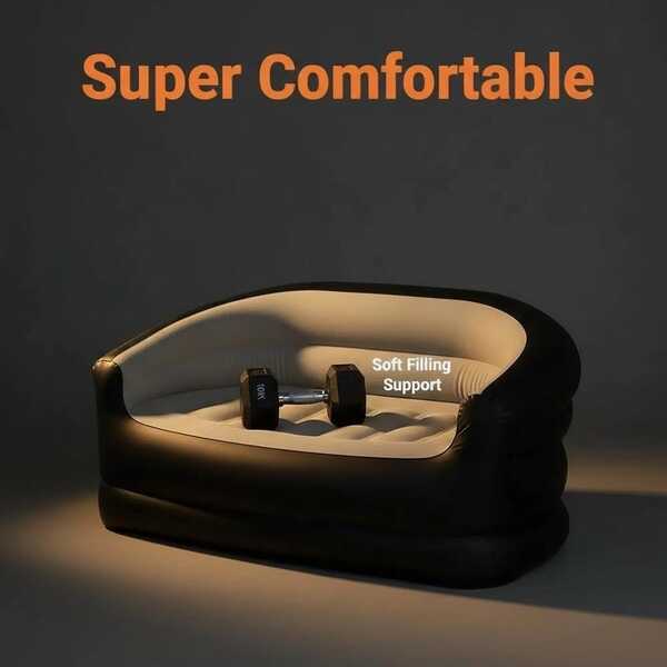 Inflatable Double Sofa For Living Room Reading Bedroom Rest Guest Room Black Gray/Black Blue Come