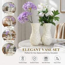 Retro-Style Plastic Rose-Embossed Hydroponic Vase; European-Style Floral Container In A Creamy Aesthetic, Suitable For Living Room Decor. - Multicolor - View 1