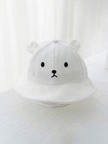 1 件幼儿熊图案防晒网眼透气帽，可爱百搭款式，适合婴幼儿，适合春夏季穿着 - 卡其色 - 查看 30
