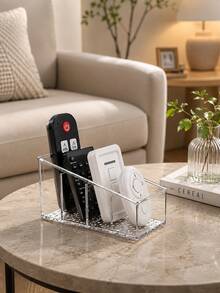 1pc Transparent Plastic TV Remote Control Storage Box, Non-Slip Base Desktop Organizer, Universal For Office, Workspace, Dorm, Multi-Functional Stationery Storage Organizer, Back To School Essential - Multicolor - View 2