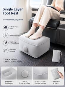 1pc Inflatable Travel Footrest Pillow, 3-Layer Foldable Multifunctional Airplane Foot Pillow, Portable Leg Support Cushion, Suitable For Long Flights, Airplane Seats, Cars, Trains, Road Trips, Summer Travel, Vacations, Weekend Trips, Labor Day - Multicolor - View 9