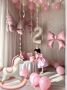33pcs Pink Princess Birthday Balloon Set - Rocking Horse & Bow Foil Balloons, Suitable For Girls Birthday Party Decoration, Applicable For Home And Photo Occasions, Especially Suitable For Princess Theme And Baby Shower Events, Anniversary, Room Decoration. - View 5