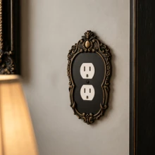 2pcs Combination Switch Plate Storage, Black With Gold Carved Plastic Switch Socket Panel, Includes Screws, Suitable For Whole House Home Decor Wall Switch Unified Beautification And Storage - Multicolor - View 7
