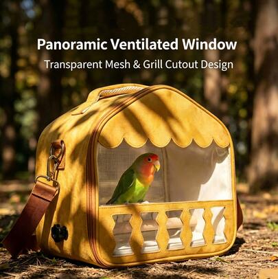 Bolso portátil para aves con ventana panorámica, cómodo para viajes, cafés y paseos al parque