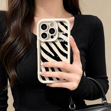 1pc [Pure Android Version] Zebra Stripe Snowflake Personalized Cute Minimalist Black & White Creative Girls Versatile Ins Soft Sweet European & American Girls Beautiful Pretty Vintage, Matte White Lens Frame Stepped Design Full Coverage Anti-Drop Soft Shell, [International Version Not Local Version] Suitable For Android/GALAXY/A/S/FE/PLUS/ULTRA/PRO/NOTE/POCO/X/Transsion/HOT/PLAY/SPARK/POP/SMART/RENO/Honor/E/G/Phone Case - Multicolor - View 4