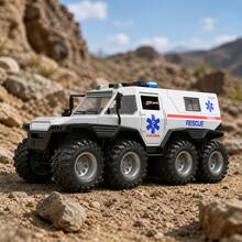 TEMI Ambulance Off-Road Rescue Toy Car, Suitable For 3 Years And Above, 8-Wheel Armored Climbing Car, No Battery Required, Inertia Driven, Interactive Combination Toy Car, Ideal Gift For Birthday And Christmas - White - View 10