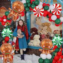 9pcs Christmas Theme Party Decoration Windmill Ball Aluminum Foil Balloons Gingerbread Man Cartoon Balloons - View 5