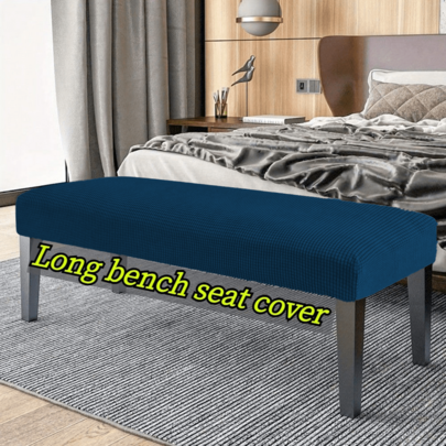 1pc Corn Velvet Long Bench Cover, Waffle Knit Elastic Full Coverage Non-Slip Bed End Bench Cover, Universal Long Shoe Bench Dust Cover, Machine Washable Thickened Fabric Stool Protector