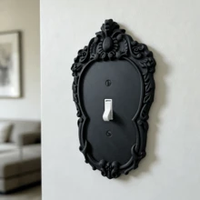 2pcs Combination Switch Plate Storage, Black With Gold Carved Plastic Switch Socket Panel, Includes Screws, Suitable For Whole House Home Decor Wall Switch Unified Beautification And Storage - Multicolor - View 9