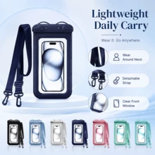 Sarung Ponsel Tahan Air Aneka Warna dengan Tali Pengikat, Tas Kering Transparan untuk Layar Sentuh, Tali Pengikat yang Dapat Diatur, Pelindung Ponsel untuk Musim Panas, Pantai, Berenang, Arung Jeram, Perjalanan, dan Olahraga Air - MultiWarna - View 4