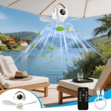 A Portable USB Charging Hanging Fan With Built-In Light,Featuring 4-Speed Wind Adjustment And 3-Level Brightness Regulation, Remote Control And Timing Functions. It Is Suitable For Camping Tents, Dormitories, Bedrooms, Gazebos And Travel. - USB + With Remote Control - View 9