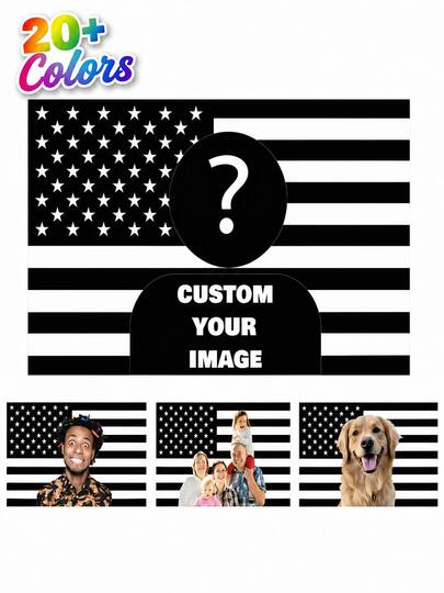 Personalized Custom American Flag Banner With Your Own Photo DIY Tapestry Wall Hanging For Bedroom Living Room Dorm Party Graduation Birthday Wedding Home Decor Unique Gift For Friends Family Pets