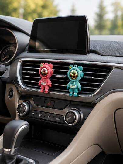 Lindo adorno de clip de rejilla de aire de coche con forma de astronauta, figura de dibujos animados creativa para decoración interior de coche, colgante decorativo de rejilla de aire personalizado, accesorio divertido para coche para mejorar la atmósfera interior