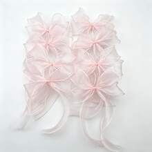 4pcs/8pcs Pink Pre-Tied Organza Bows, Ribbon Mesh Bow Decorations For Birthday Party, Christmas Gift Wrapping, Champagne Bottle, Cake, Candy Bag, Craft Party Decor - 8Pcs - View 5