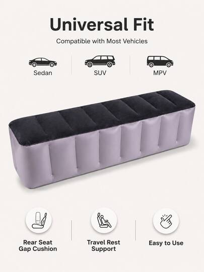 1pc Inflatable Car Bed, Back Seat Gap Filler Mattress, Back Seat Sleep Pad Footrest, Universal Sedan SUV Van MPV Inflatable Mattress, Suitable For Road Trips, Car Camping, Summer Travel, Labor Day Travel, Weekend Getaways, Back To School