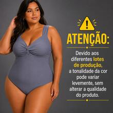 Elegant Women's Sleeveless Plus Size Swimsuit, Regular Length, One-Piece Design With A Twisted Detail At The Front And Slight Stretch For Casual Wear. - 灰色 - 查看 4